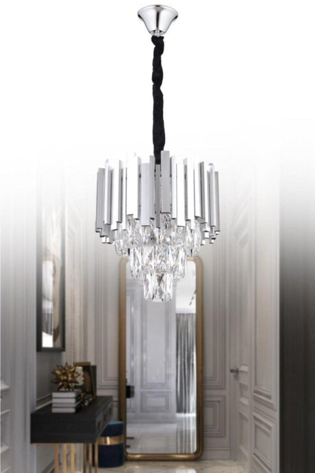 Vera 30 Silver Square Crystal Stone Chandelier - Swordslife