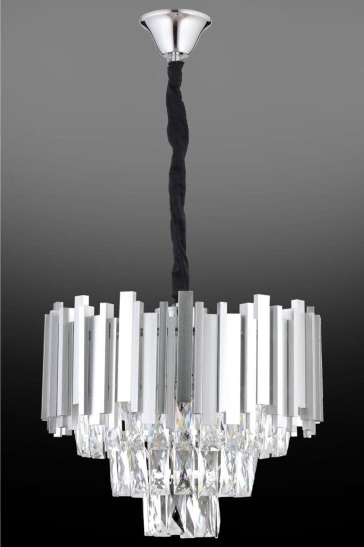 Vera 40' Silver Square Crystal Stone Chandelier - Swordslife