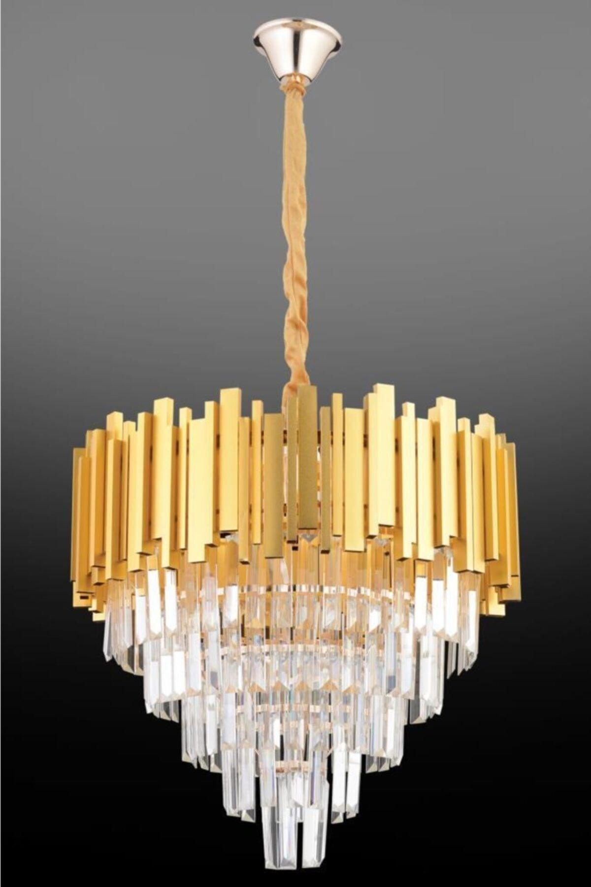 Vera 50' Gold Luxury Crystal Stone Chandelier - Swordslife