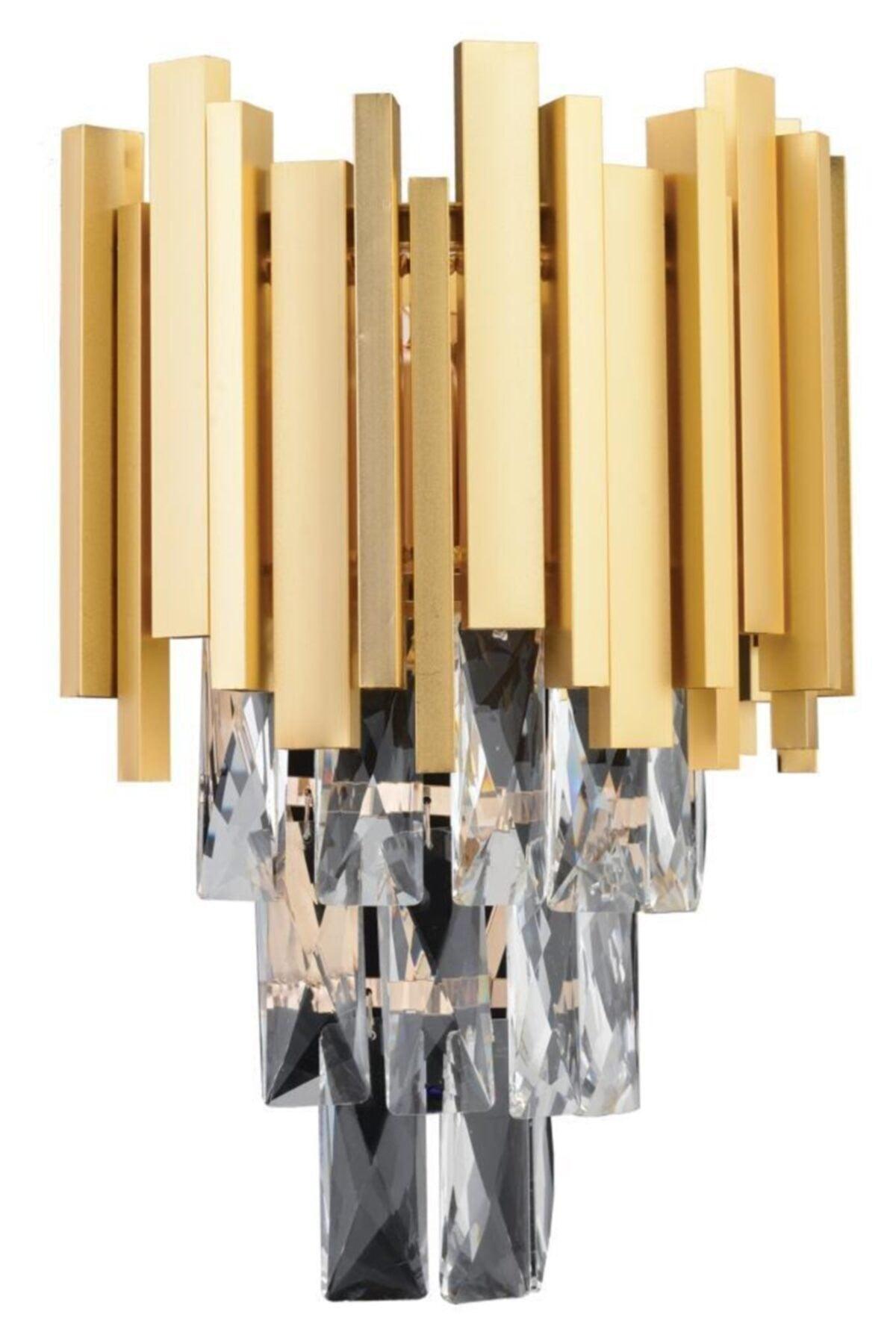 Vera Gold Square Crystal Stone Wall Sconce - Swordslife