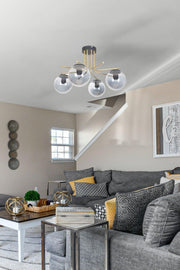 Vesuvius Special Design Plafonyer Ceiling Tumbled Gold Color Smoked Glass 4 Piece Chandelier - Swordslife