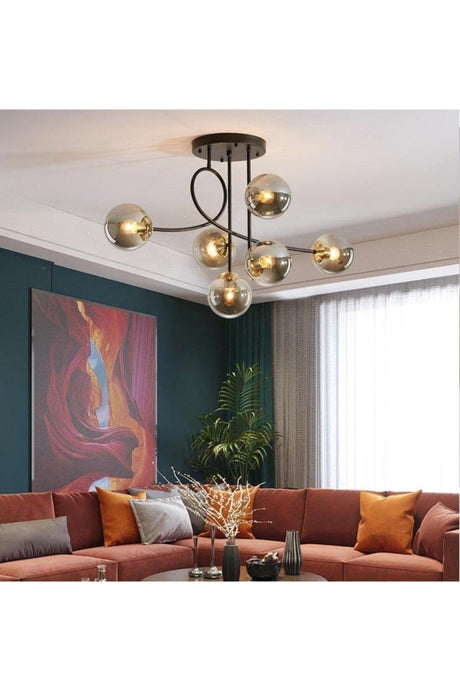 Vienna Luxury Modern Black Globe Glass 6 Piece Chandelier - Swordslife