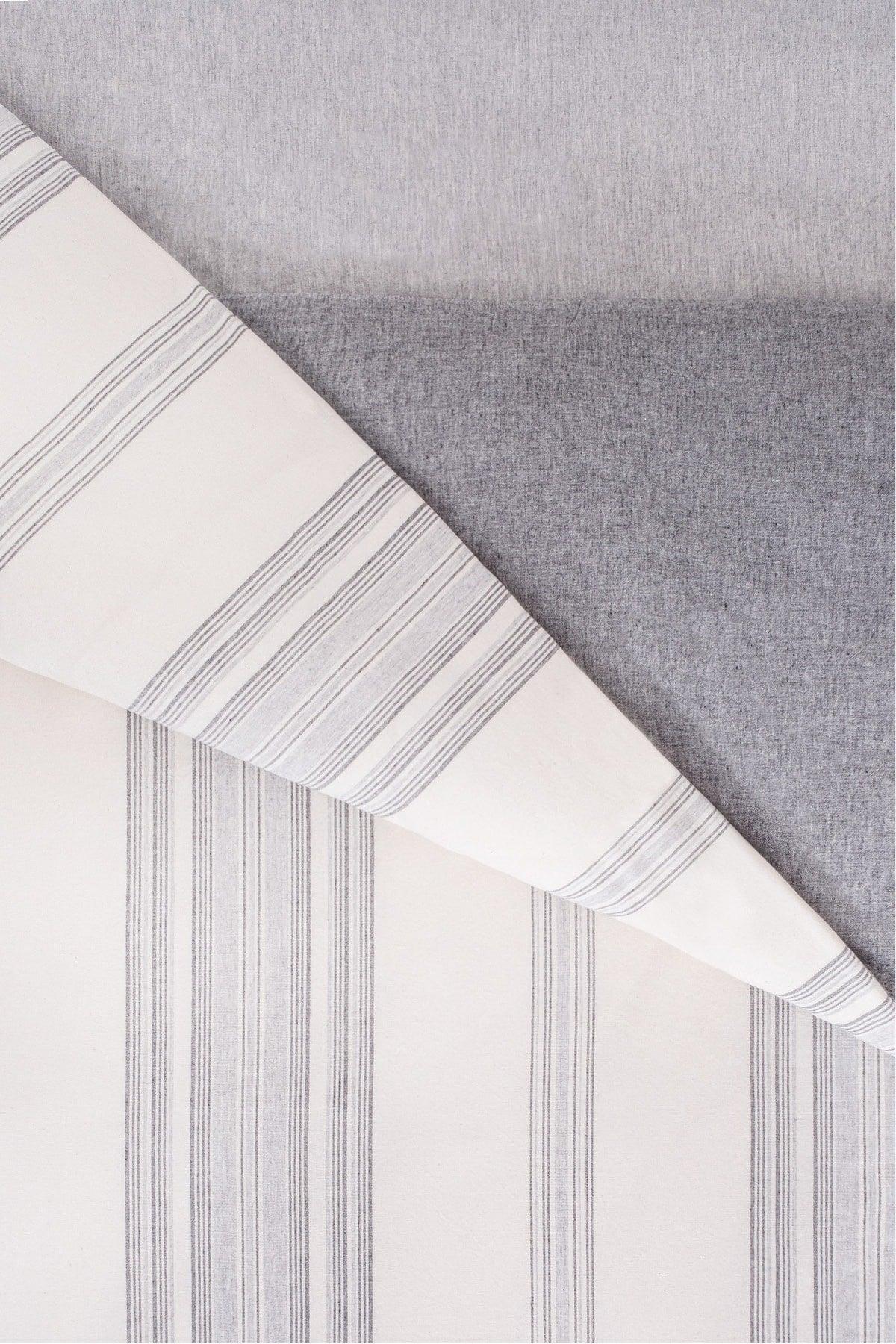 Viento Duvet Cover Set Cotton Polyester Gray Anthracite Striped Anthracite Single Single 9503a - Swordslife