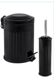 Vintage 2 Liter Trash Can Bathroom Set Striped Black - Swordslife