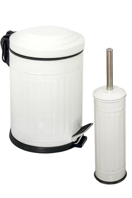 Vintage 2 Liter Trash Can Bathroom Set Striped White - Swordslife