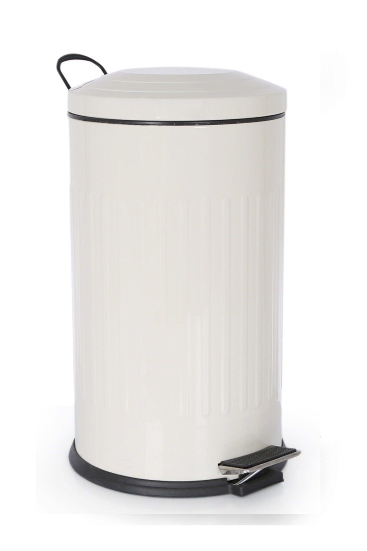Vintage Trash Can Striped Cream 16 Lt - Swordslife