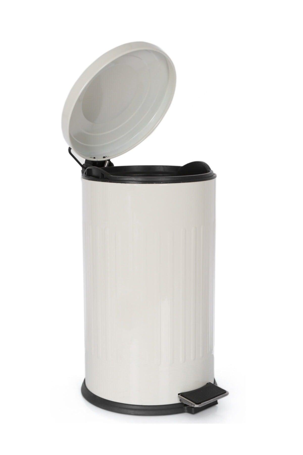 Vintage Trash Can Striped Cream 16 Lt - Swordslife