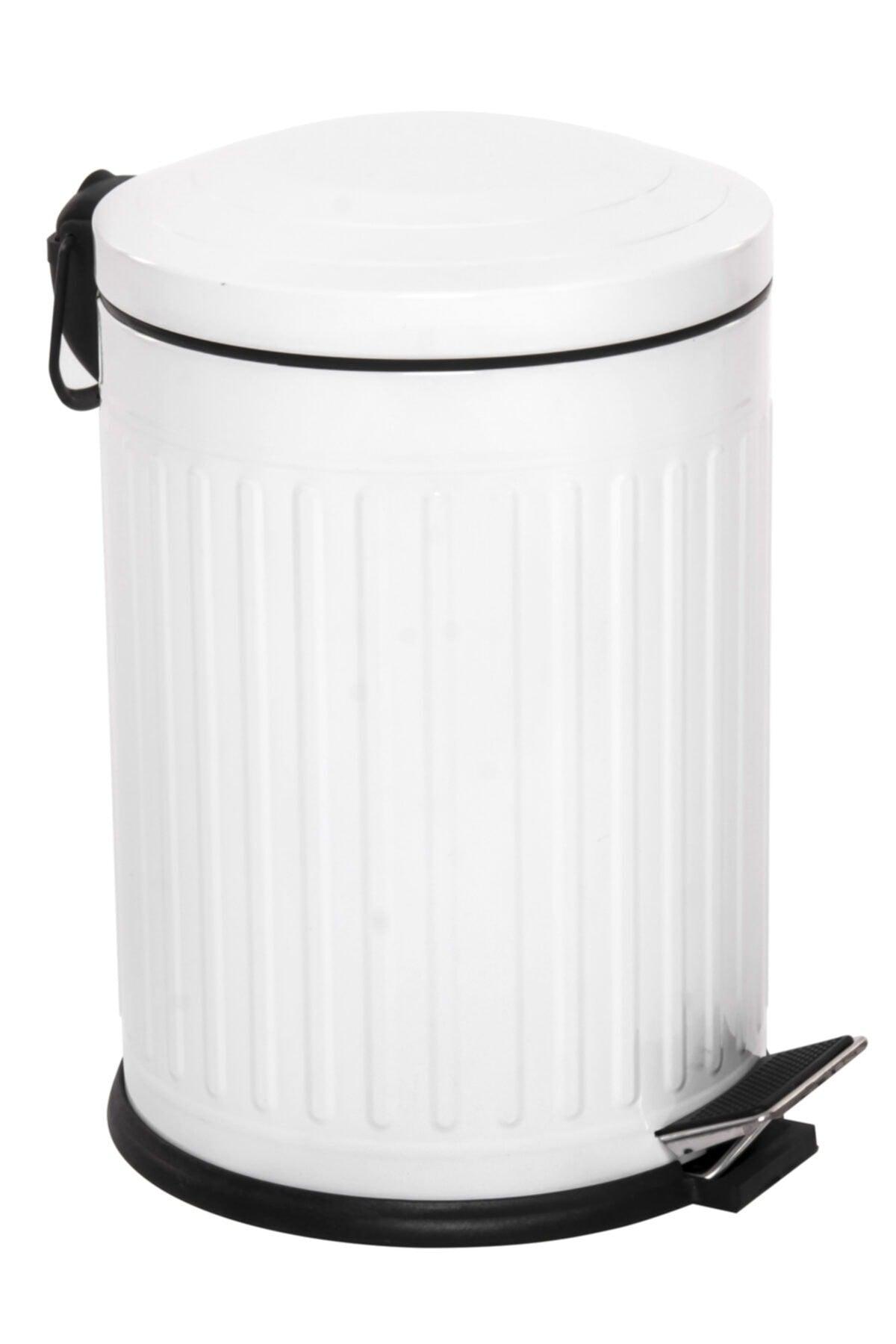 Vintage Trash Can Striped White 12 Lt - Swordslife