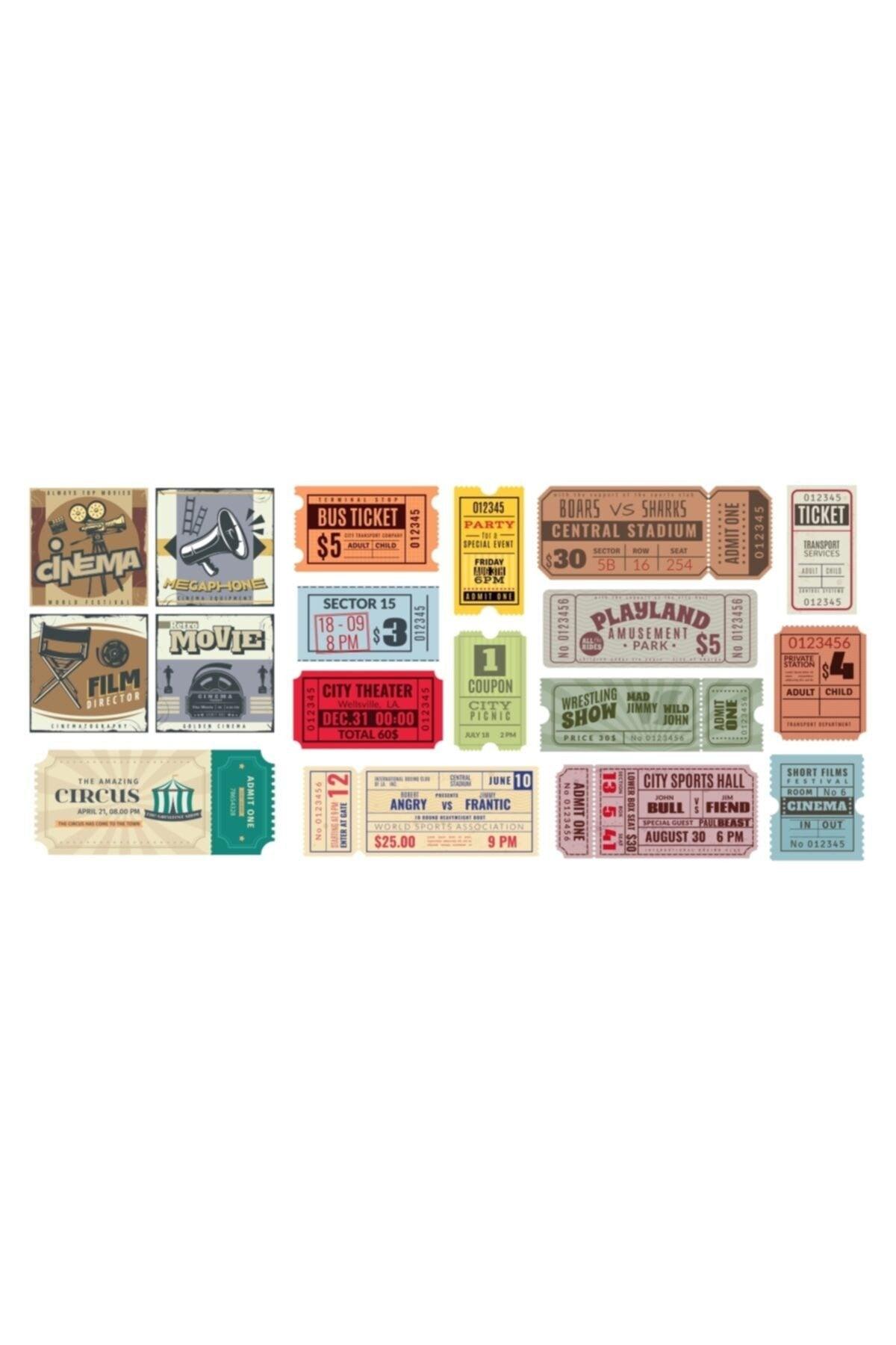Vintage Ticket Sticker 18 Pieces Waterproof