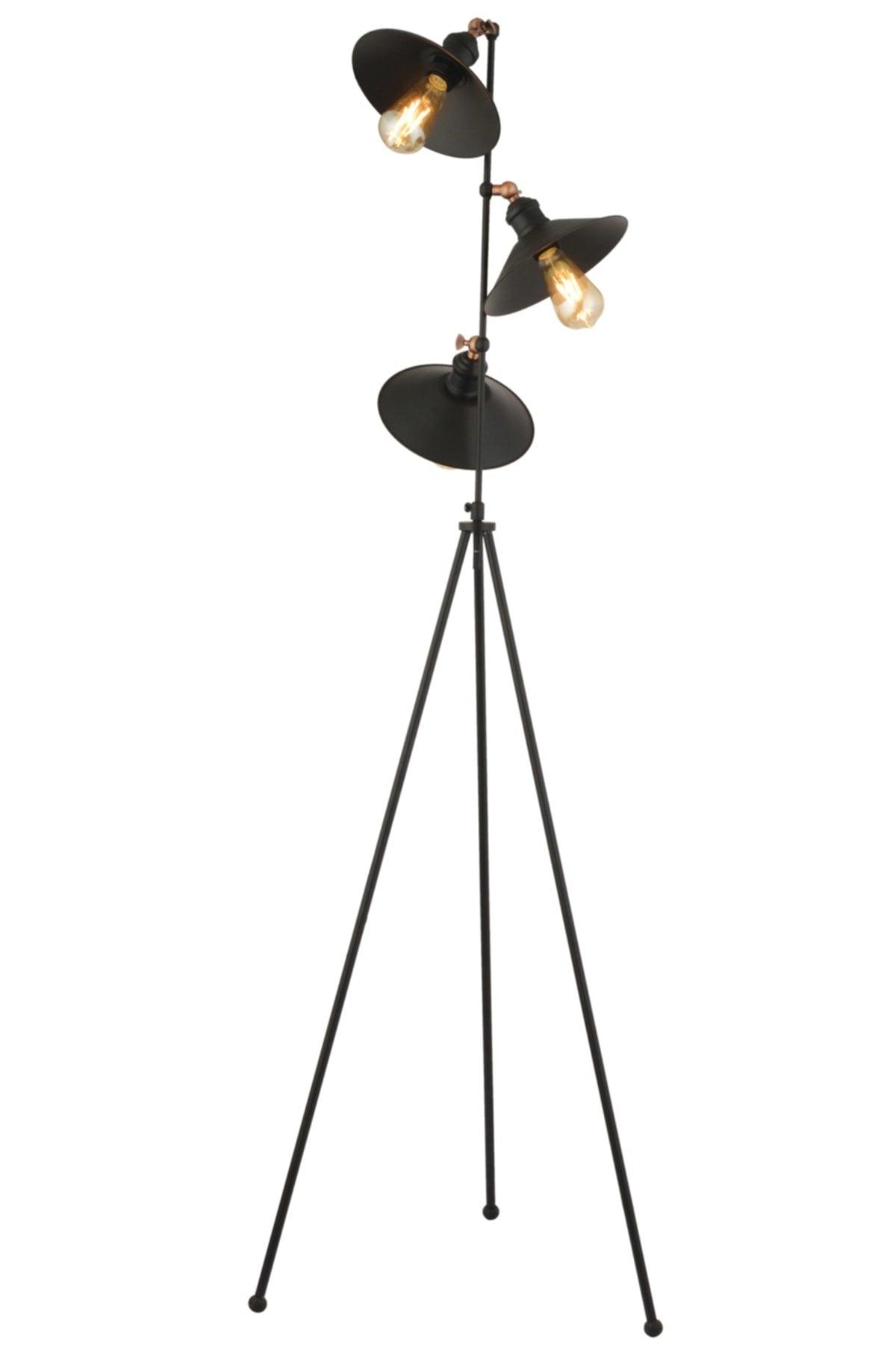 Violet 3Lu Black Modern Design Retro 3-Legged Lampshade Lamp Metal Floor Lamp - Swordslife