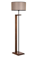 Violet Walnut Wooden Floor Lamp Cylinder Dark Wicker Lampshade - Swordslife