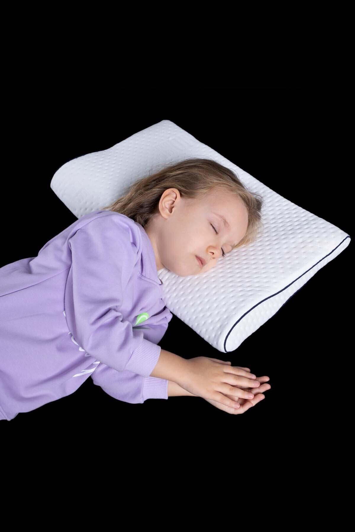 Visco Neck Supported Orthopedic Baby Pillow 50x30x6/4 Cm, White - Swordslife