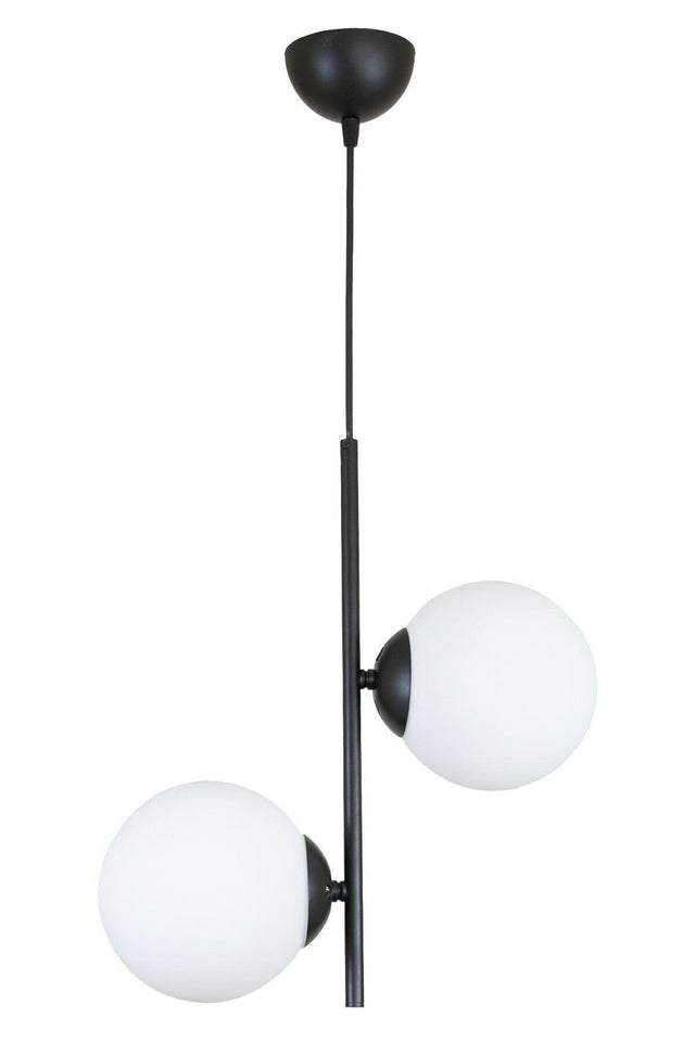 Vitaly 2 Li Modern Sport White Globe Glass Black Chandelier - Swordslife