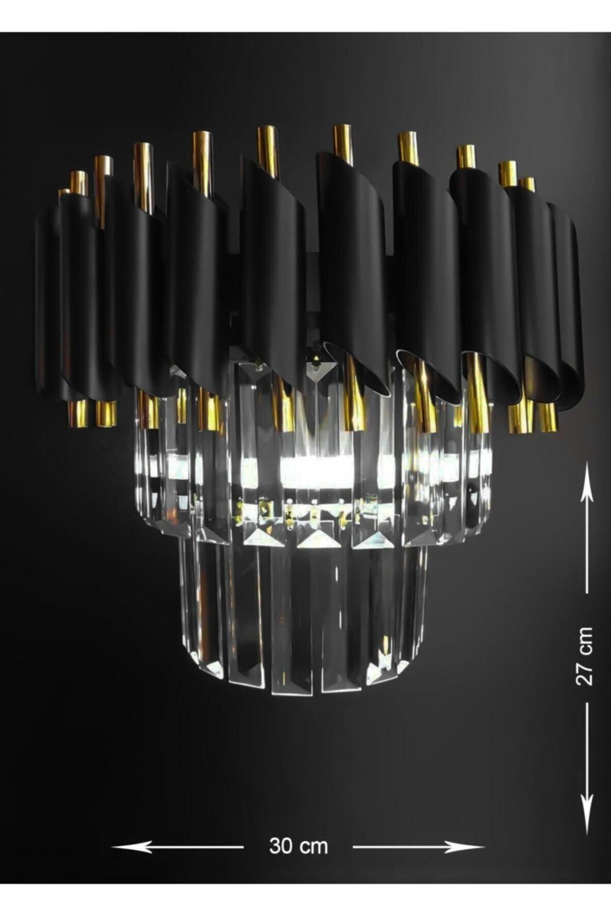 Wall Sconce Zamira 30 Cm Crystal Stone Wall Sconce (BLACK-GOLD) - Swordslife