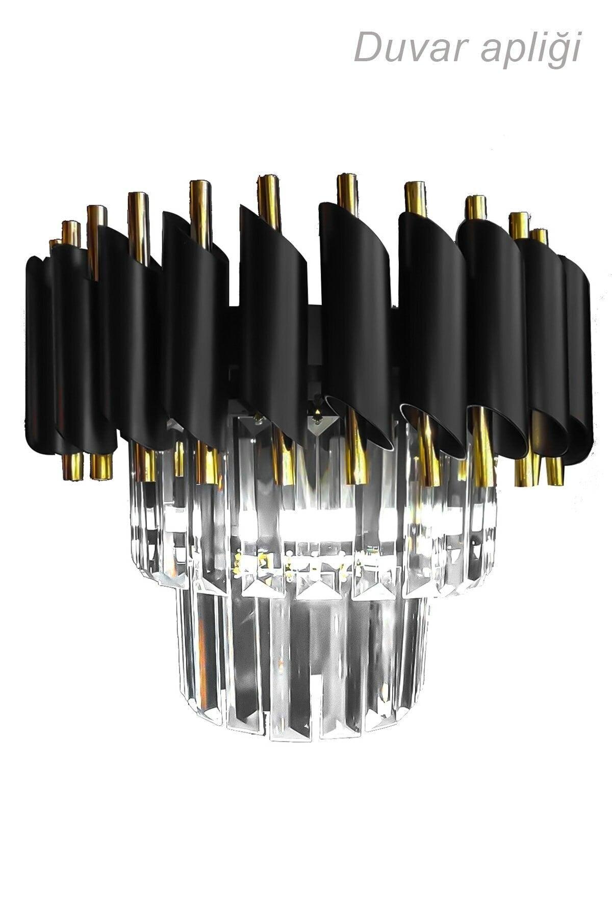 Wall Sconce Zamira 30 Cm Crystal Stone Wall Sconce (BLACK-GOLD) - Swordslife