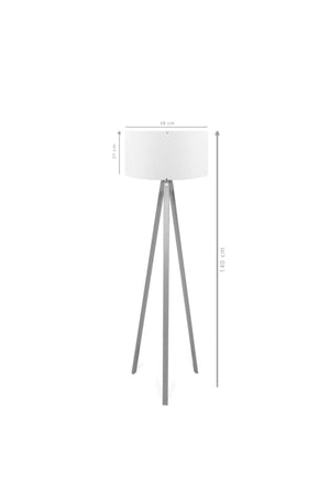 Walnut Wooden Three-Legged Floor Lamp Fabric Headboard - Swordslife