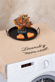 Washing Machine Cover Embroidered Liquid Proof Fabric Brown Color - Swordslife