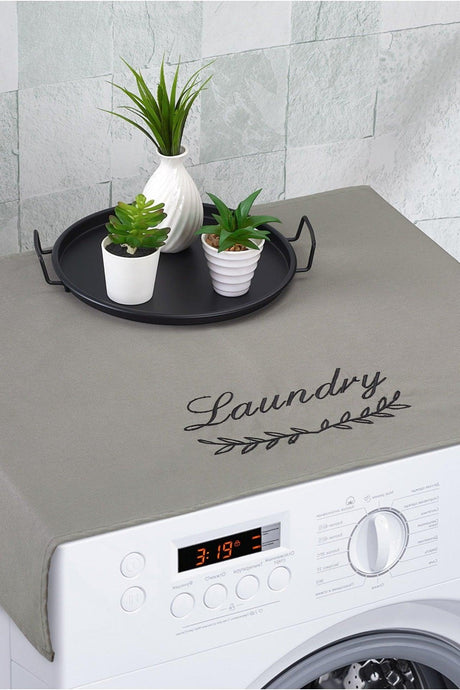 Washing Machine Cover Embroidered Liquid Proof Fabric Green Color - Swordslife