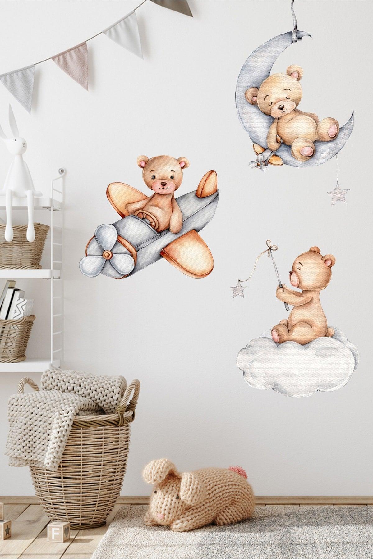 Watercolor Textured Plush Pilot And Sleeping Teddy Bear