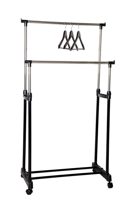 Wheeled Clothes Rack Double Top