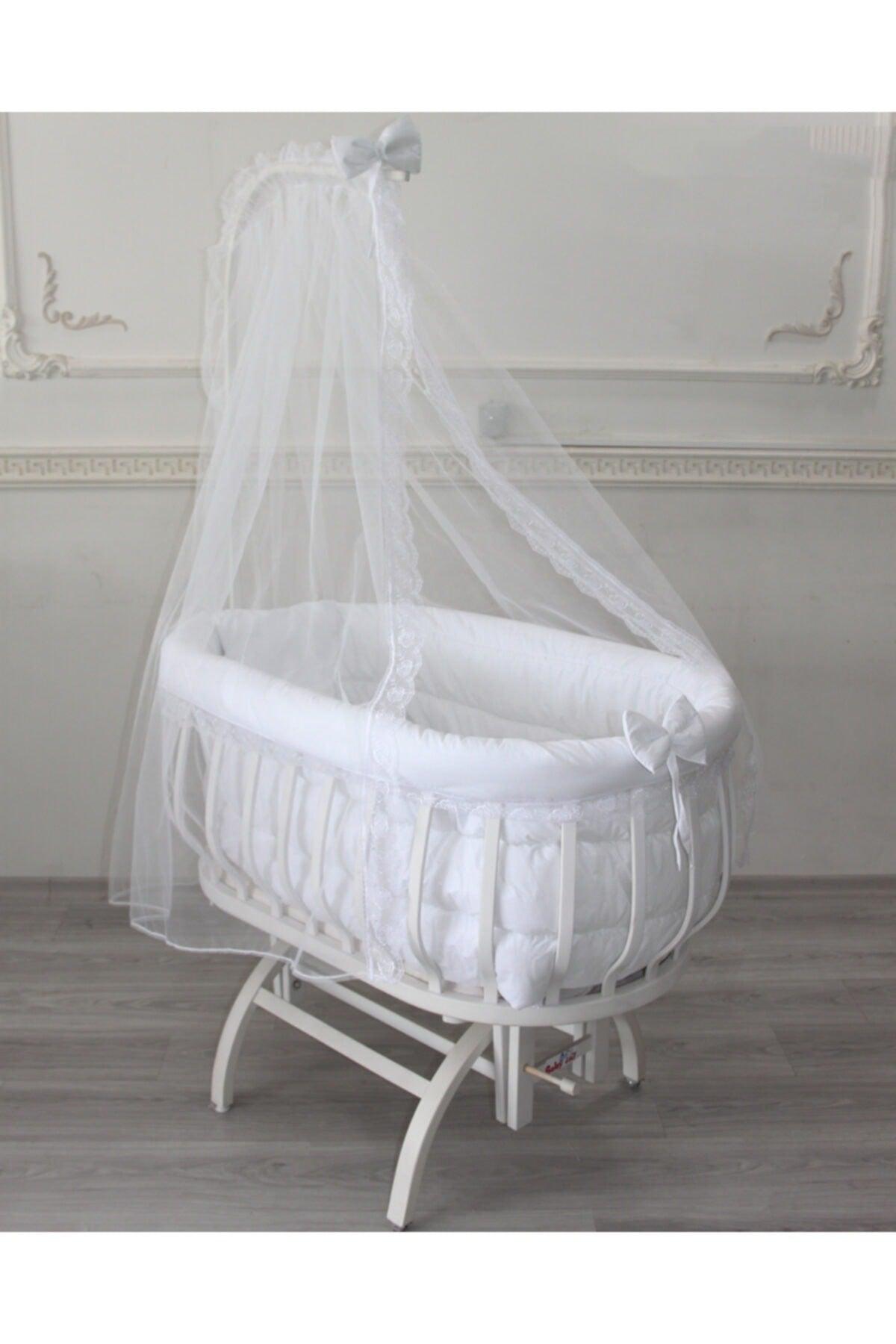 White Basket Crib Sleeping Set (INCLUDING CRADLE)