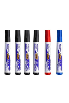Whiteboard marker set, 7 colors including black, red, and blue