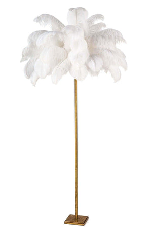 White Ostrich Feather Flat Body Floor Lamp - Swordslife