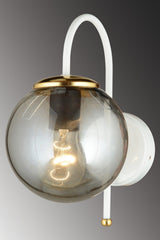 White Cane Smoked Globe Glass Downward Facing Modern Wall Sconce - Swordslife