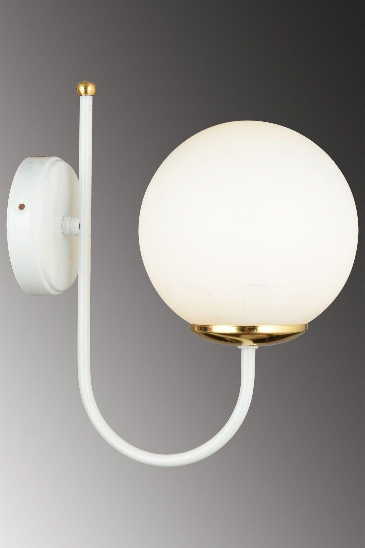 White Cane White Globe Glass Upward Facing Modern Wall Sconce - Swordslife