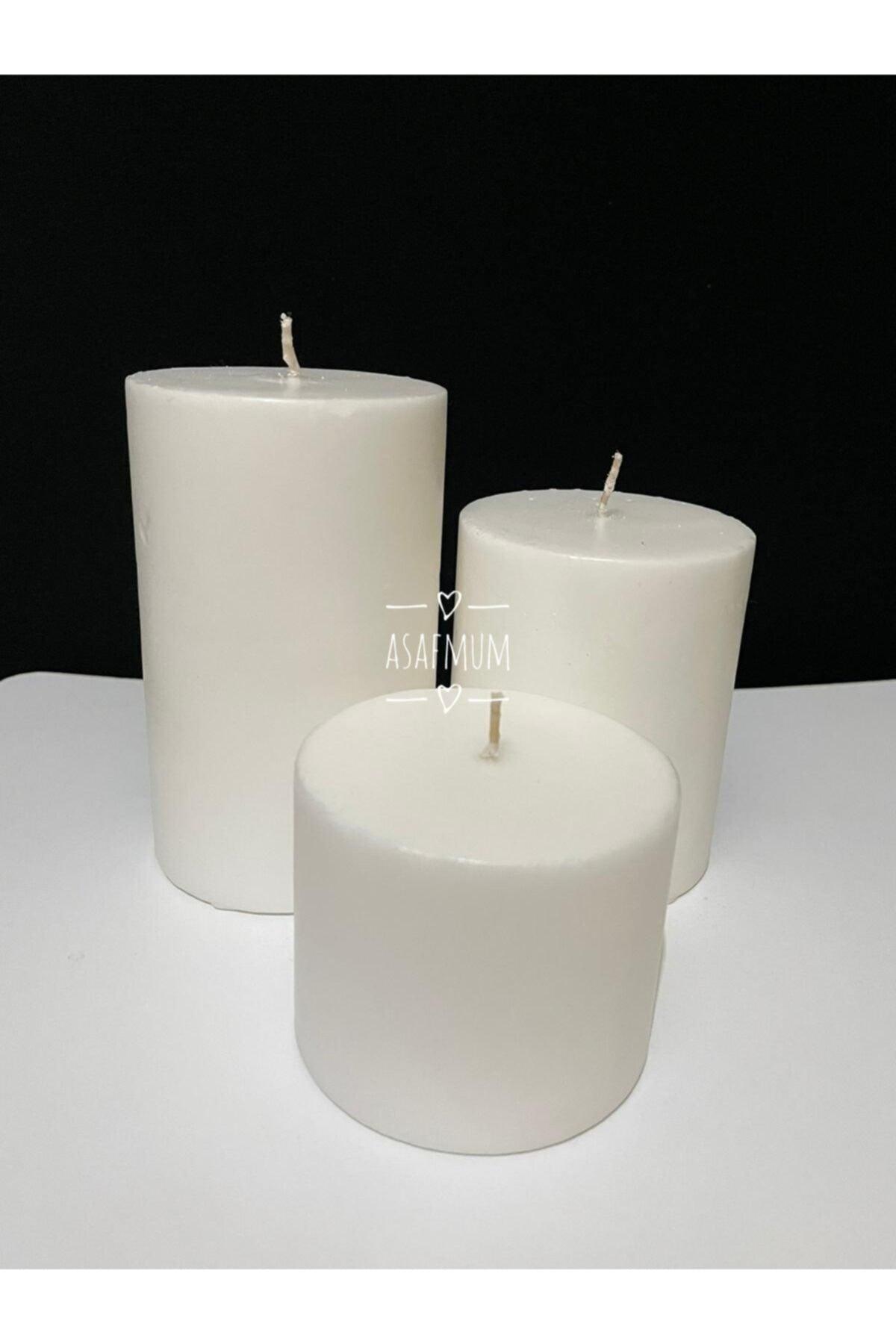 White Cylinder Candle Vanilla Scented Diameter 7cm Length