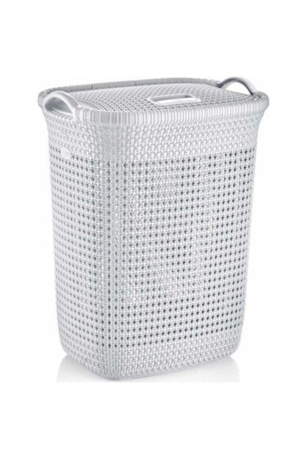 White Weave Patterned 52 Liter Dirty Laundry Basket - Swordslife