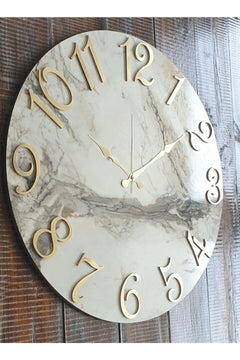 Large Marble Print Wall Clock 50cm Silent Movement