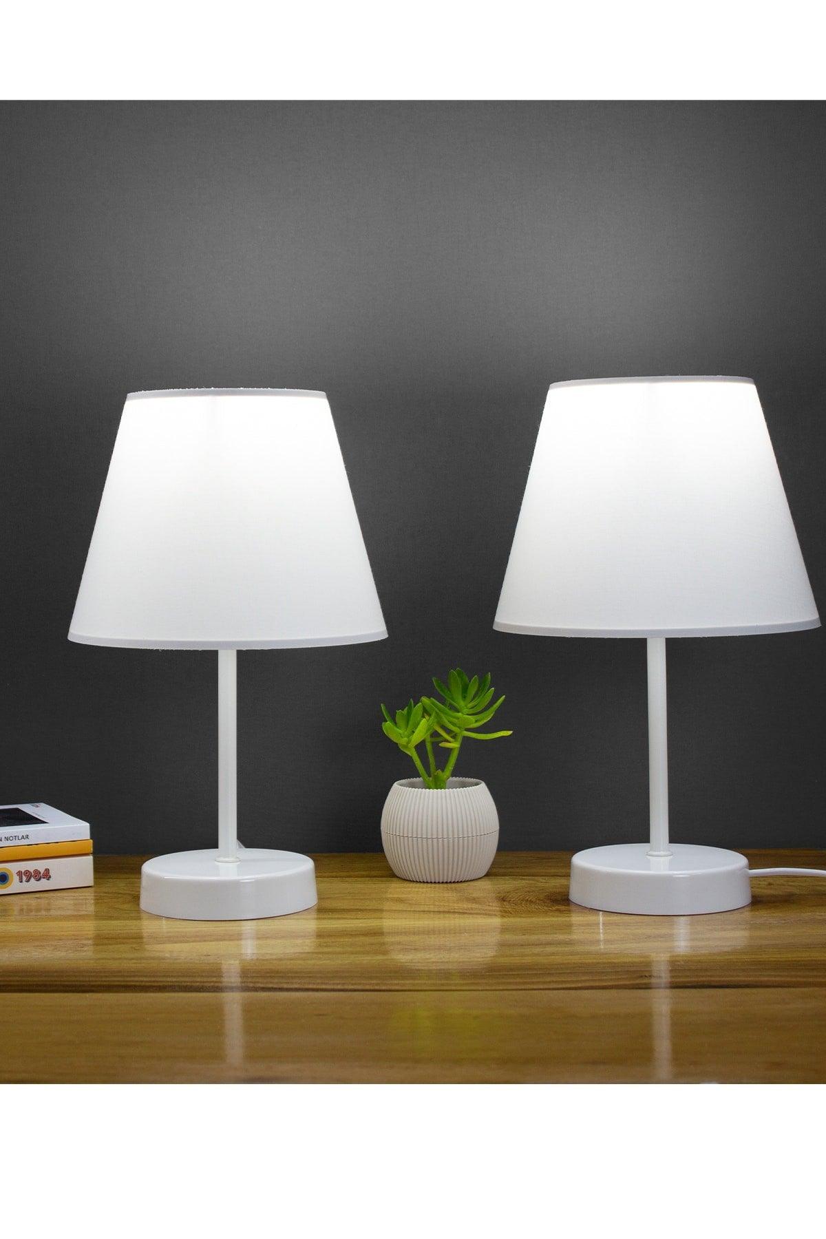 White Modern Double Bedroom Lampshade White Standing Table Lamp - Swordslife