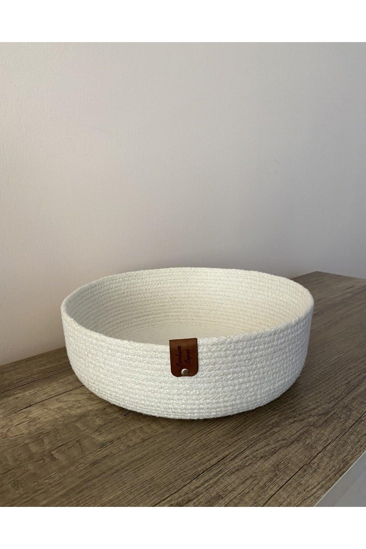 White Multi-Purpose Basket, Decorative Basket, Cotton Basket, Cord Basket, Wicker Basket, Rope Basket - Swordslife