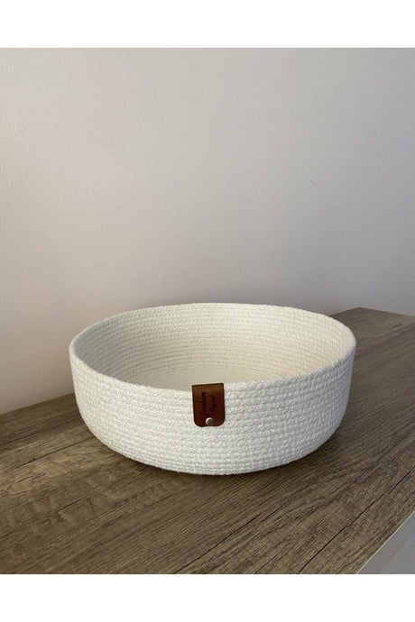 White Multi-Purpose Basket, Decorative Basket, Cotton Basket, Cord Basket, Wicker Basket, Rope Basket - Swordslife