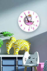 White Princess Girl And The Moon Kids Room Digital Printed Silent Flowing Wall Clock - Swordslife