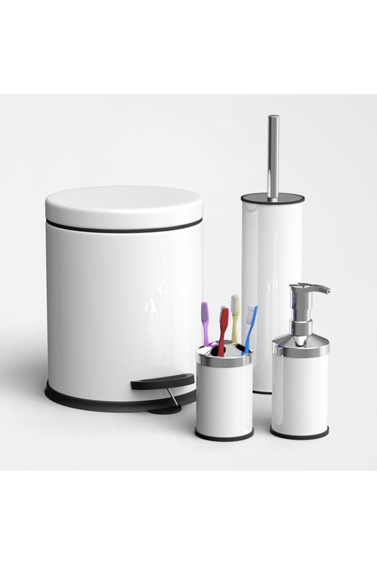 White Trash Bucket Toilettenbürste Zahnbürste Flüssigkeitsseife Set mit 4 - Swordslife