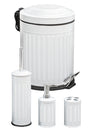 White Vintage 4 Piece Striped Dustbin Bathroom