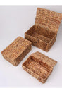 Rectangular Basket With Straw Lid Small Size 30074