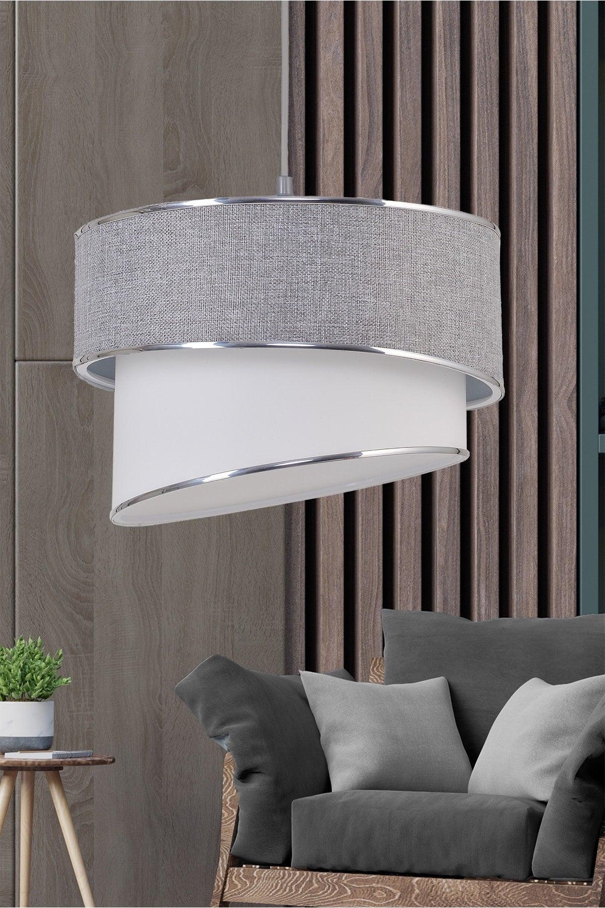 Wind Pasta Single Pendant Lamp Chandelier And Chrome Lampshade Set Gray - Swordslife