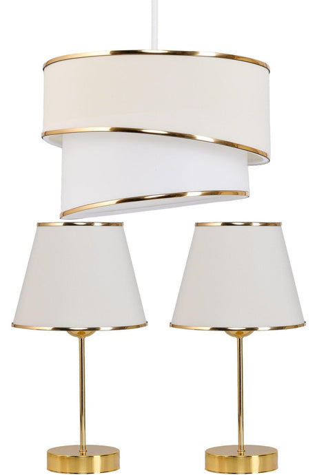 Wind Pasta Single Pendant Lamp Chandelier And Gold Lampshade Set Cream - Swordslife