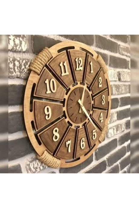 Bilge Laser Bilge Wooden Wall Clock Wicker Detailed - Swordslife