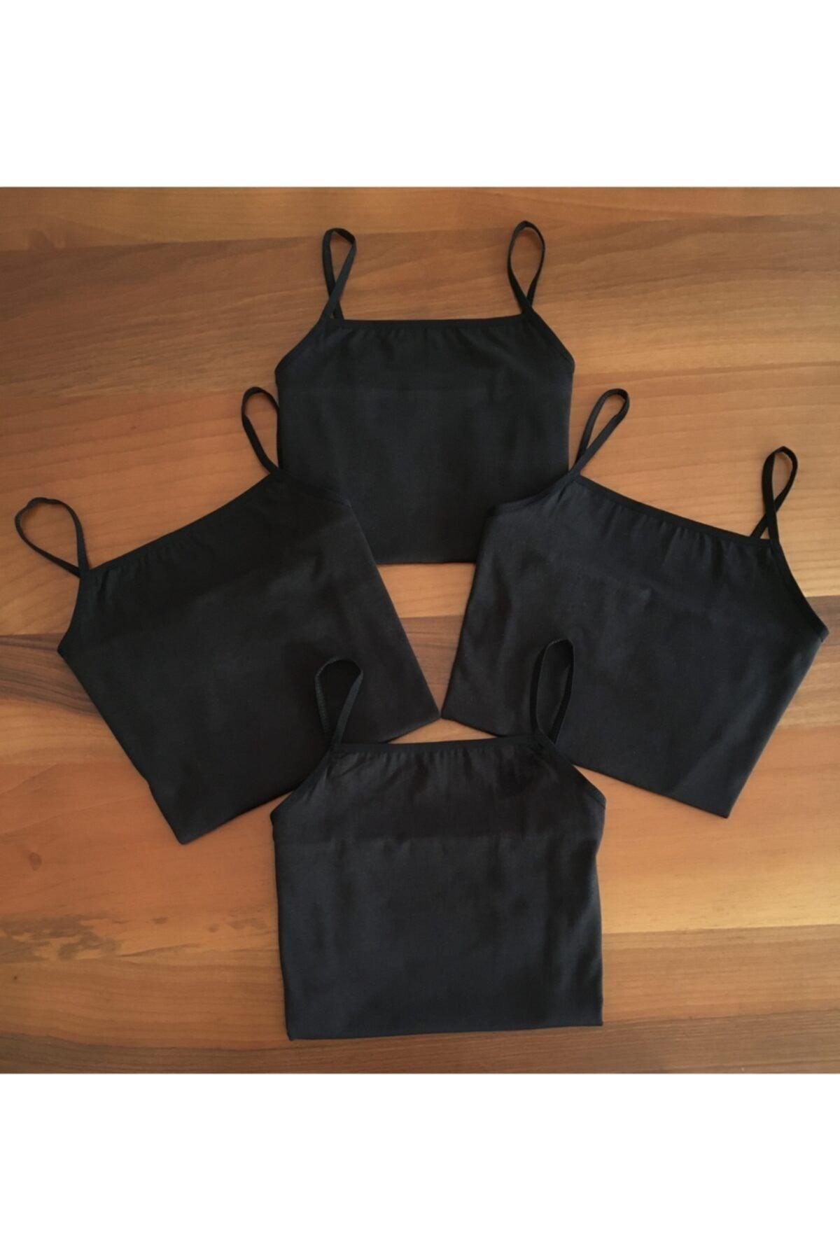 Women's Black Color 4-Pack Cotton Rope Suspended Singlet - Swordslife