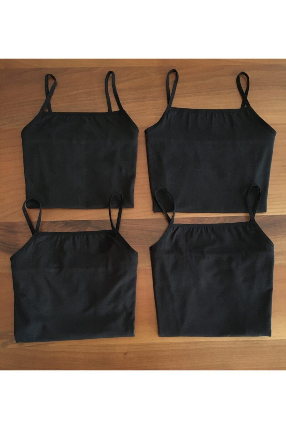 Women's Black Color 4-Pack Cotton Rope Suspended Singlet - Swordslife