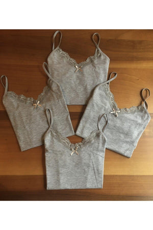 Women's Gray Color 4-Pack Cotton Rope Suspended Singlet - Swordslife