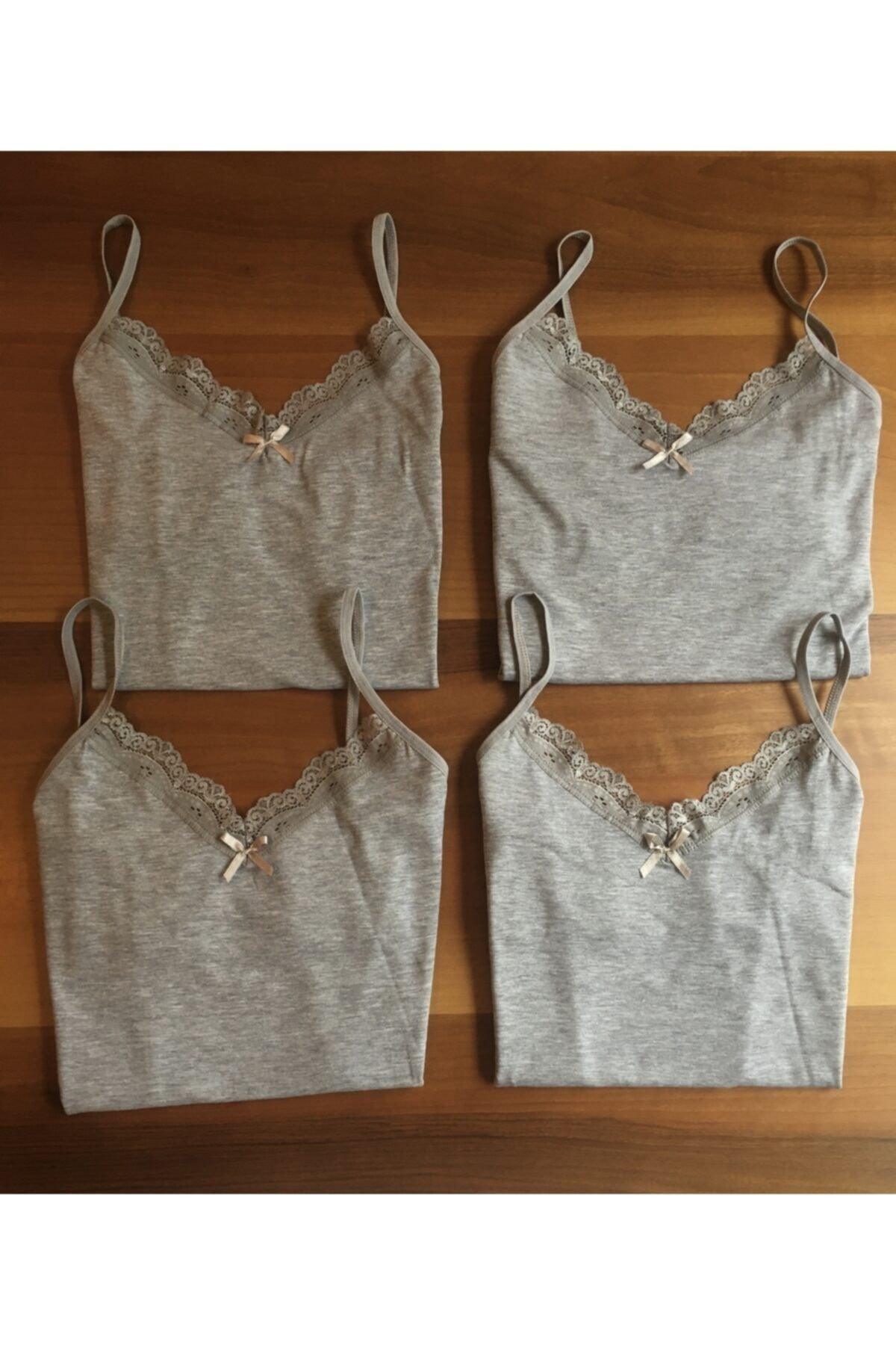 Women's Gray Color 4-Pack Cotton Rope Suspended Singlet - Swordslife