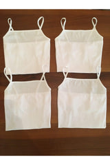 Women's White Color 4-Pack Cotton Rope Suspended Singlet - Swordslife