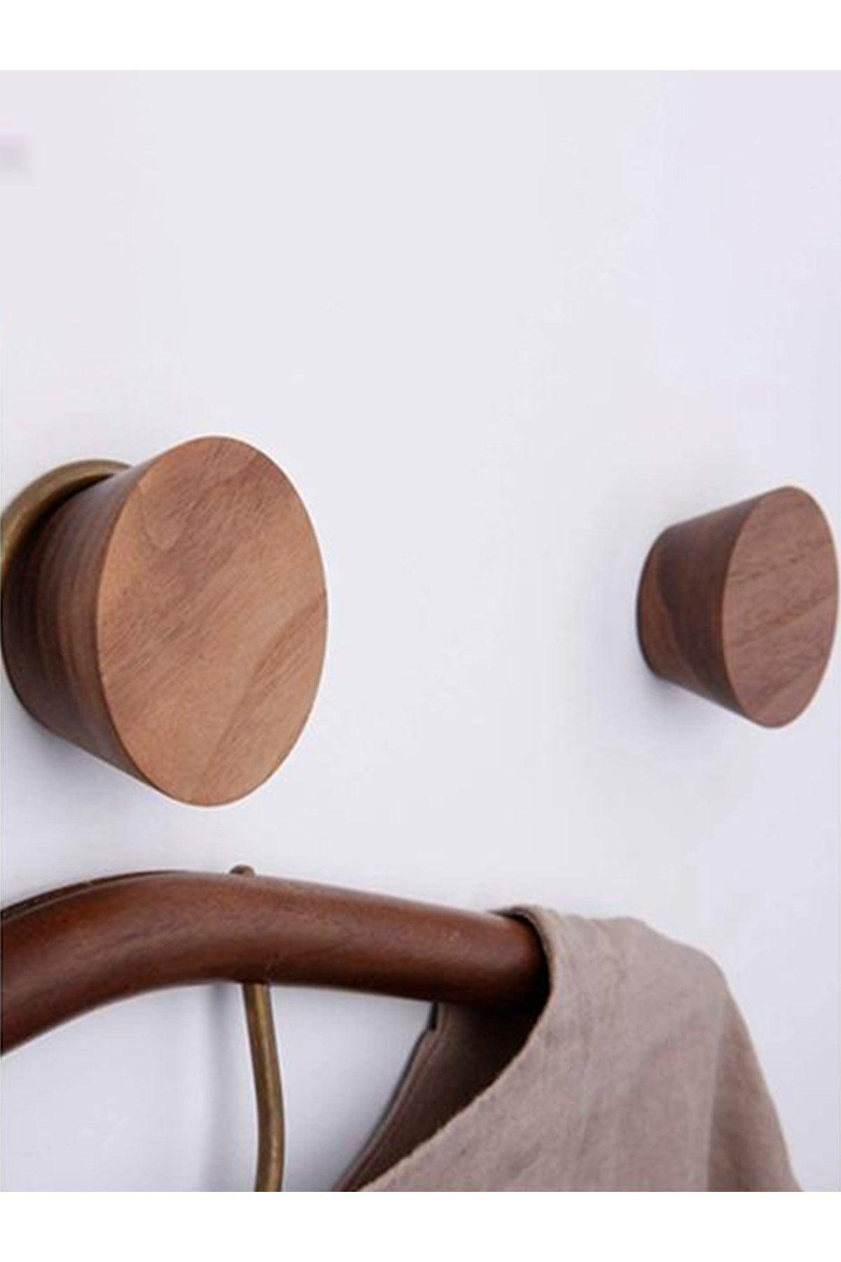 Wooden 4 Pcs Cone Wall Hanger Modern Scandinavian Style Coat Rack Hanger Light Walnut Color - Swordslife