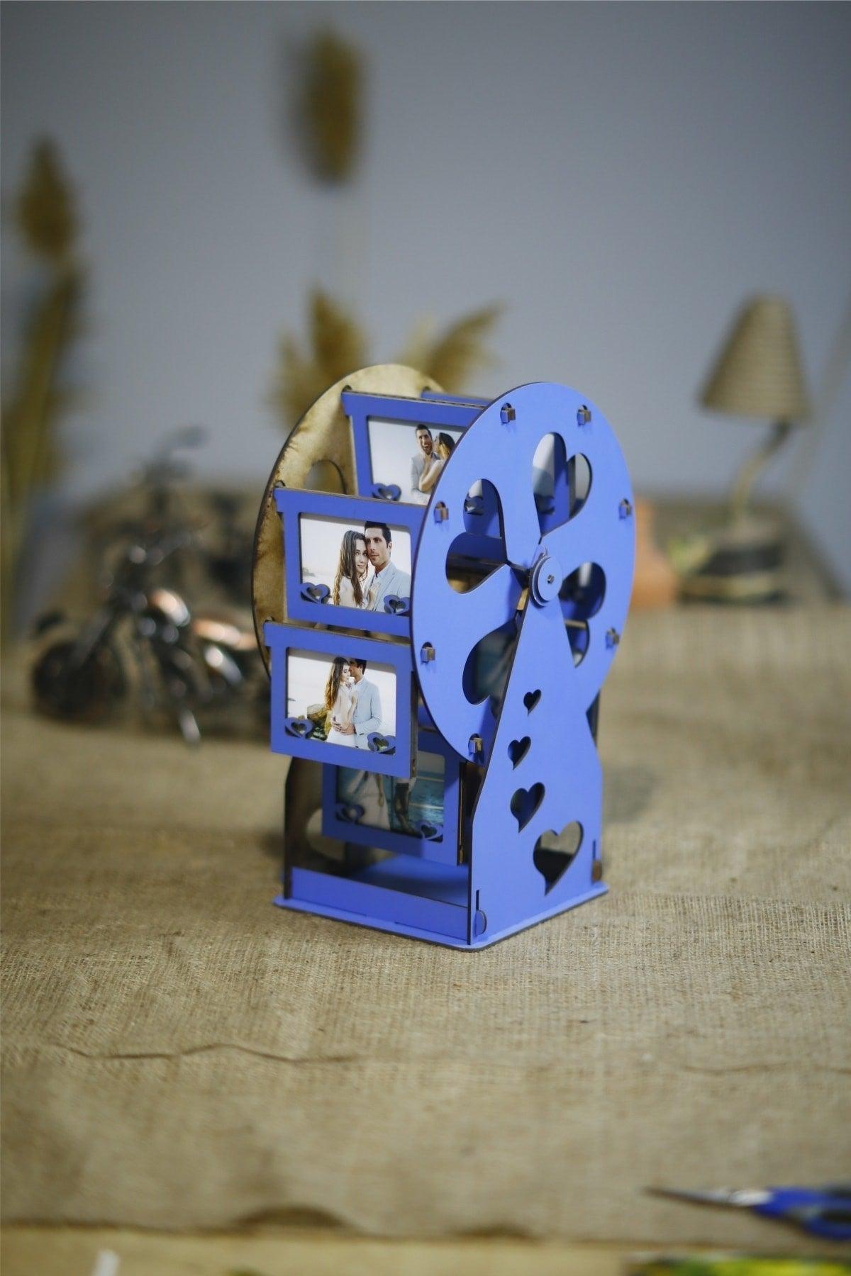 Wooden 8 Section Mill with 16 Photographs - Blue - Swordslife