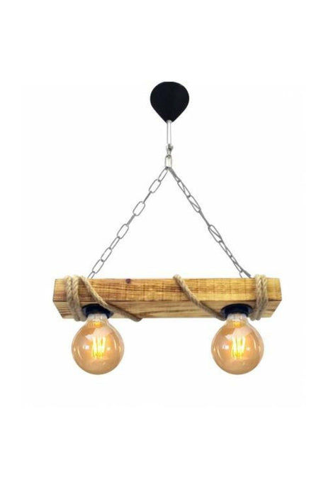 Wooden Chandelier. Wooden Chandelier with 2 Lamps. Totally Handmade. Free Shipping Shock Price - Swordslife